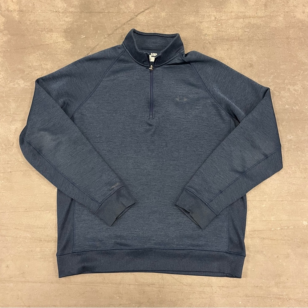 Under Armour 1/4 Zip Men Blue ColdGear Pullover Sweatshirt Long Sleeve